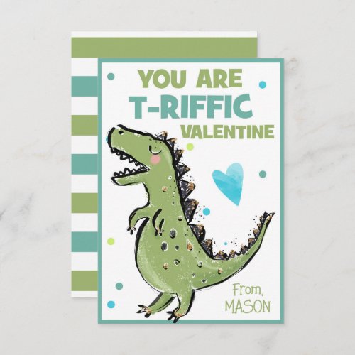 Dinosaur Valentine Card for Kids You Are T_Riffic