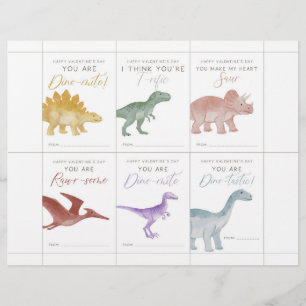 Dinosaur Valentine Cards for Kids