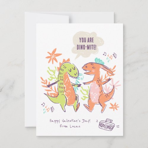 Dinosaur Valentine Classroom Holiday Card