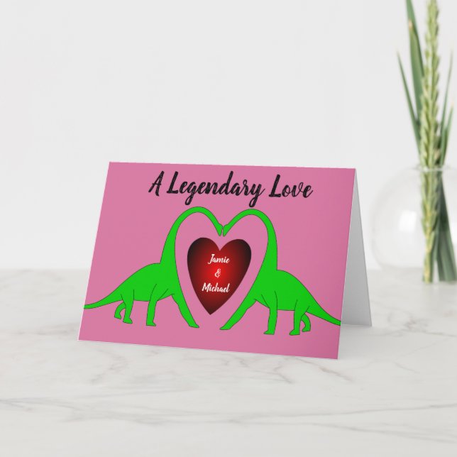 Dinosaur Valentine Love Card to Personalize (Front)