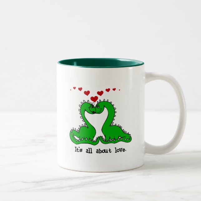 Dinosaur Valentine Love Tshirts and Gifts Two-Tone Coffee Mug (Right)