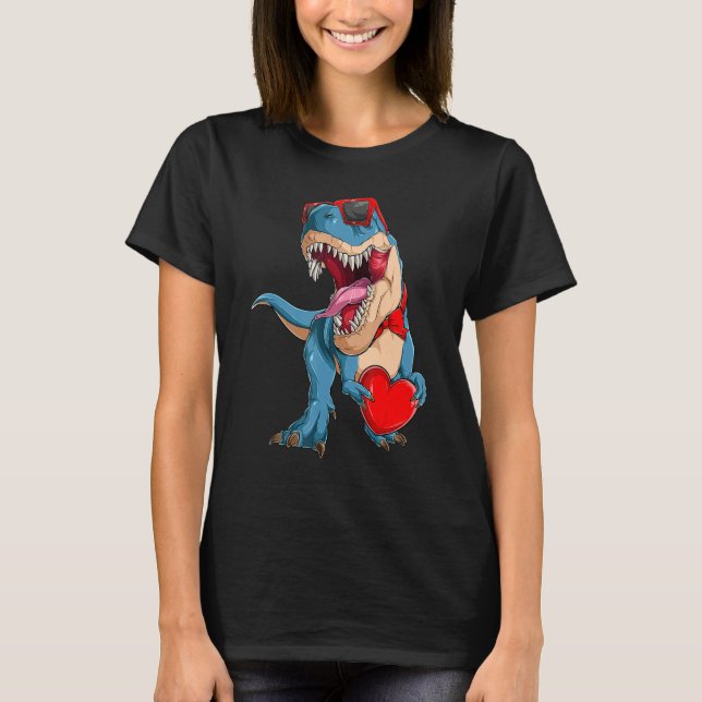 Dinosaur valentine trex valentines day mothers day T-Shirt (Front)