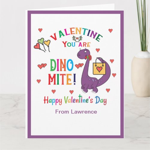 Dinosaur Valentine You are Dino_mite Classroom  Card