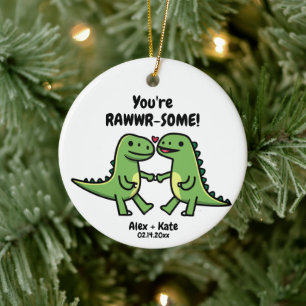 Dinosaur Valentines Ceramic Ornament