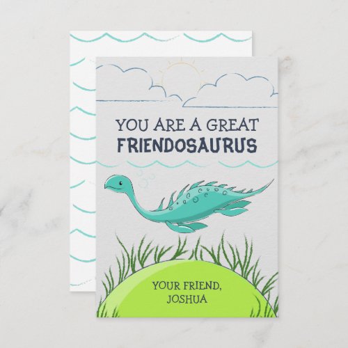 Dinosaur Valentines Day Card for Kids
