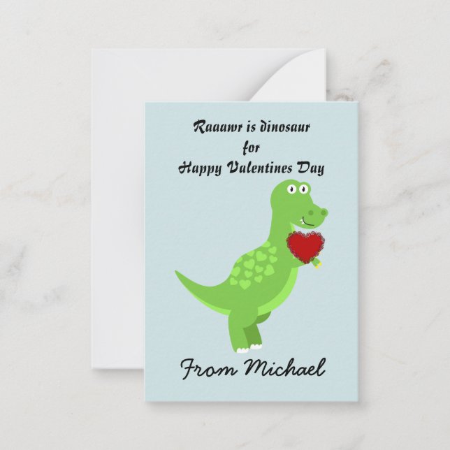 Dinosaur Valentines Day Cards to hand out for Kids (Front)