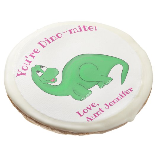 Dinosaur Valentine's Day Funny Sugar Cookie (Angled)