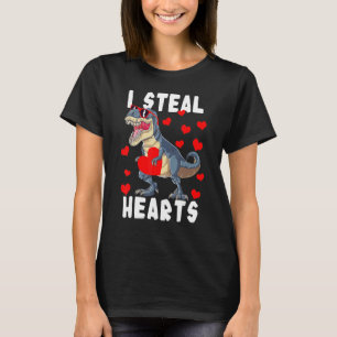 Dinosaur Valentines Day I Steal Hearts Rex Love T-Shirt