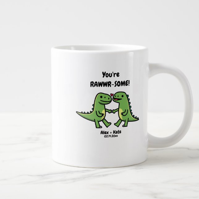 Dinosaur Valentines  Giant Coffee Mug (Right)