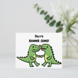 Dinosaur valentines holiday postcard