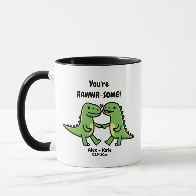Dinosaur valentines   mug (Left)