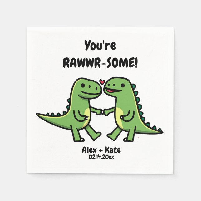 Dinosaur Valentines  Napkins (Front)