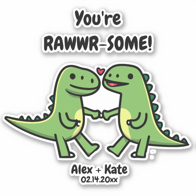 Dinosaur Valentines  Sticker (Front)