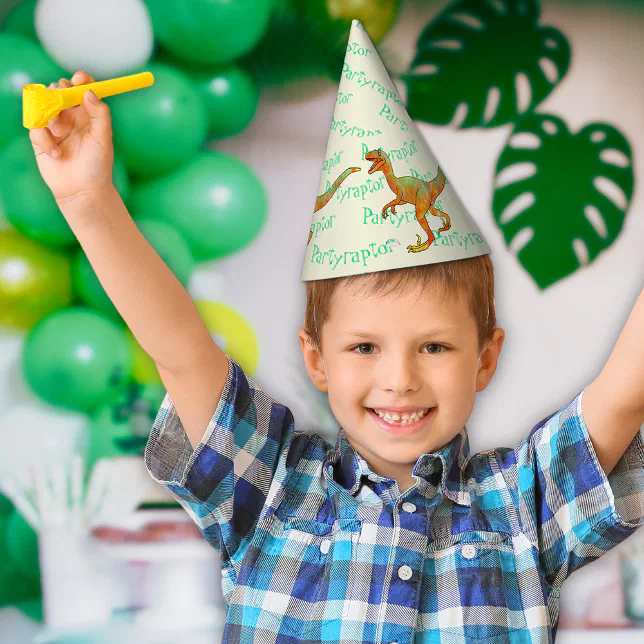 Dinosaur Velociraptor Birthday Party Raptor Party Hat | Zazzle