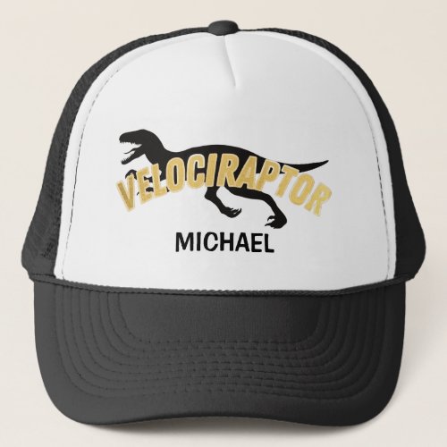 Dinosaur Velociraptor Gold Trucker Hat