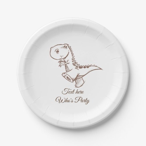 dinosaur vintage cute kids Paper Plate