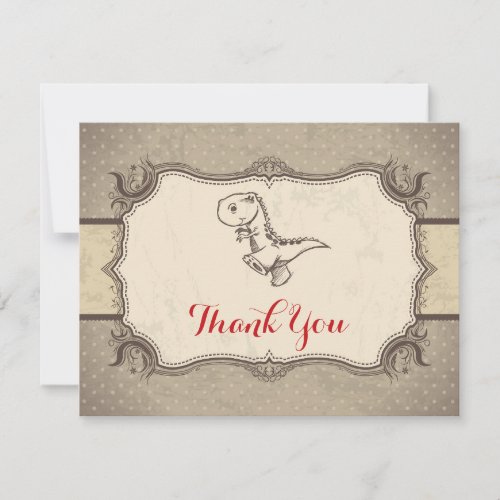 Dinosaur Vintage Retro Thank You Card