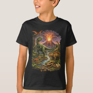 Dinosaur Volcano Eruption Kids T-Shirt