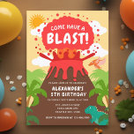Dinosaur Volcano Kids Birthday Invitation<br><div class="desc">Invite your guests to have a blast with this Dinosaur Volcano Kids Birthday Design. This design features an erupting volcano in a lush jungle with dinosaurs. The reverse is a pattern of Dinosaur spots. You can customize this further by clicking on the "PERSONALIZE" button. For further questions please contact us...</div>