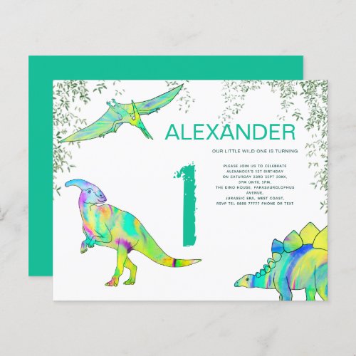 Dinosaur watercolor 1st Birthday Party budget