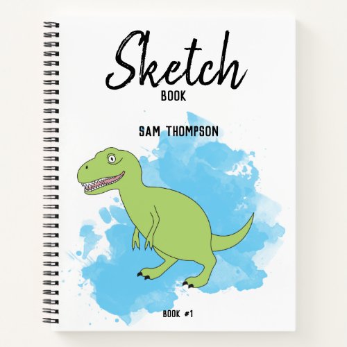 Dinosaur Watercolor Background Kids Sketchbook Notebook