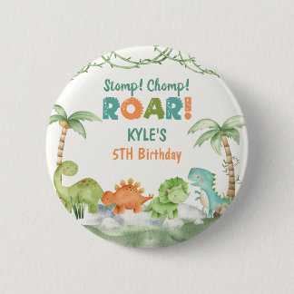 Dinosaur Watercolor Birthday Button