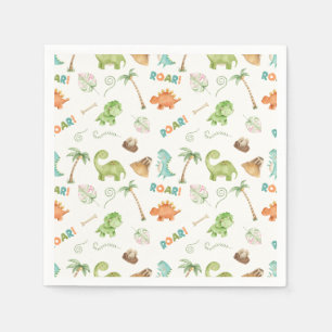 Dinosaur Watercolor Birthday  Napkins