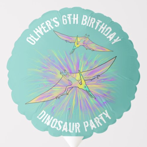 Dinosaur Watercolor Birthday Party Balloon