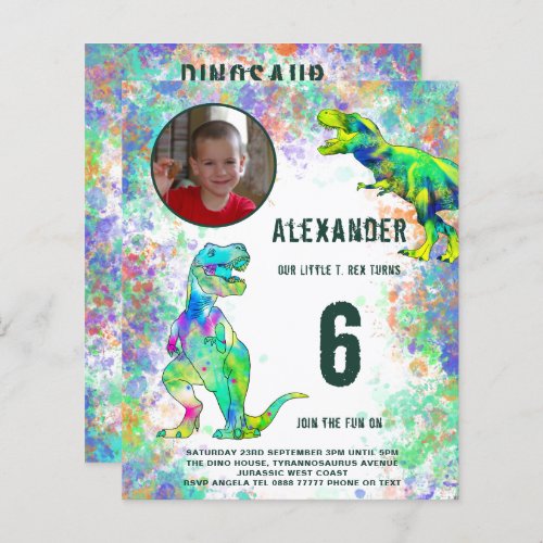 Dinosaur Watercolor Birthday Party Photo