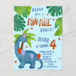 Dinosaur watercolor cute birthday party postcard