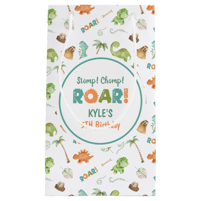 Dinosaur Watercolor Gift Bag (Front)