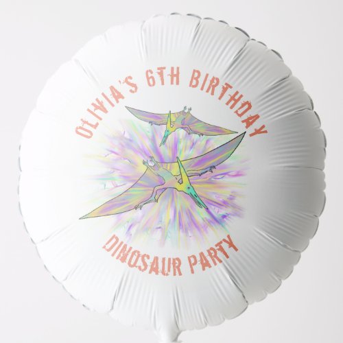 Dinosaur Watercolor Girls Birthday Party Balloon