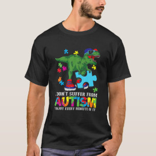 Dinosaur Wear Sunglasses Holding Puzzle Autism Awa T-Shirt