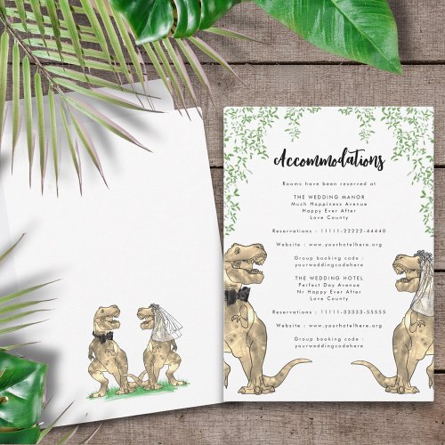 Dinosaur Wedding accommodations  Enclosure Card