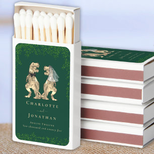 Dinosaur Wedding Bride and Groom Personalized  Matchboxes