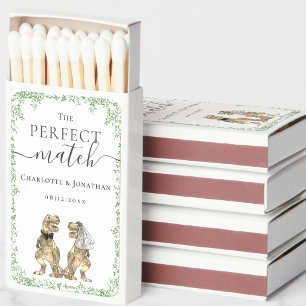 Dinosaur Wedding Bride & Groom Custom Matchboxes