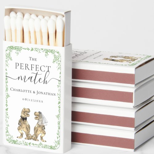 Dinosaur Wedding Bride & Groom Custom Matchboxes