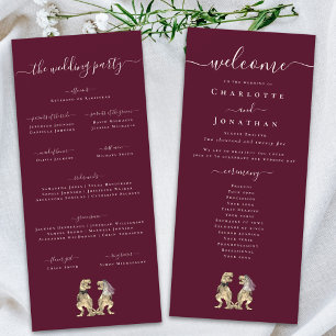 Dinosaur Wedding Ceremony Burgundy & Cream Program