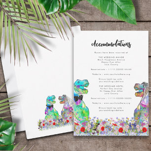 Dinosaur Wedding Colorful Floral Accommodations Enclosure Card