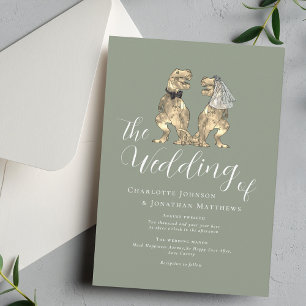 Dinosaur Wedding Elegant Sage Green Invitation