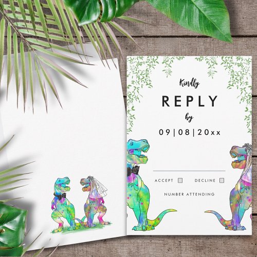 Dinosaur Wedding Invitation Reply