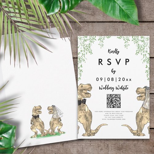 Dinosaur Wedding Reply Website QR Code RSVP Card