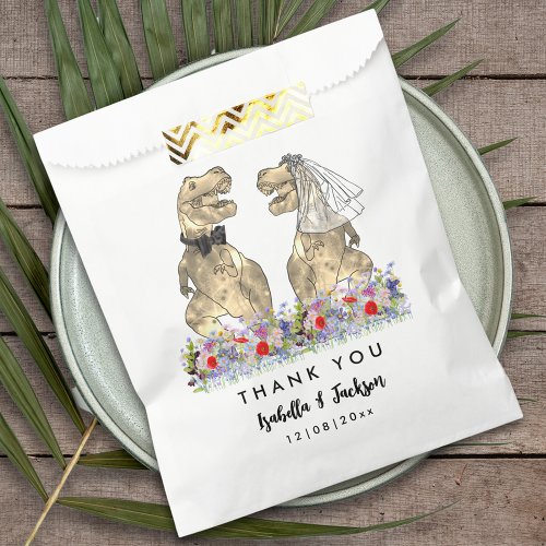 Dinosaur Wedding T_Rex bride and Groom Thank You Favor Bag