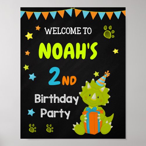 Dinosaur welcome party sign Dino poster