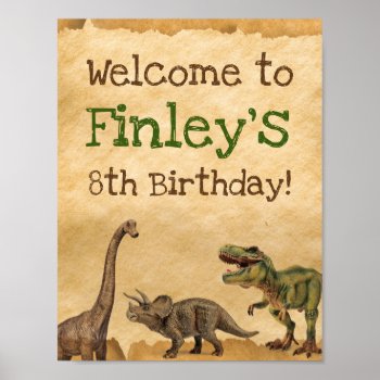 Dinosaur Welcome Sign by PrinterFairy at Zazzle