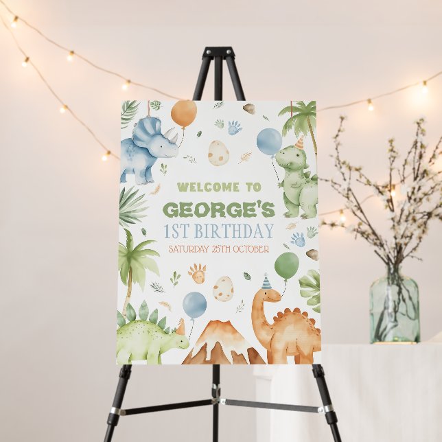 Dinosaur Welcome Sign Printable, Dinosaur 1st Birt (In Situ (Stand))