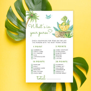 Dinosaur What's in Your Purse Baby Shower Game