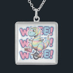 Dinosaur,Whee!  Sterling Silver Necklace<br><div class="desc">The little dinosaur has just learned to ride a single-wheel bike and is happily making the "WHEE" sound.</div>