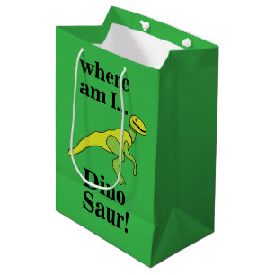 Dinosaur Where Am I Funny  Medium Gift Bag