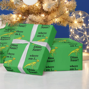 Dinosaur Where Am I Funny Wrapping Paper